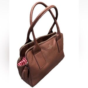 Kate Spade New York Brown Pebbled Leather Satchel with Tassel | Office Chic